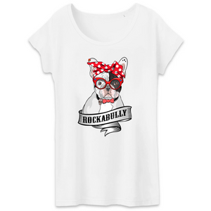 Papero T-Shirt- BIO- FRENCH BULLY ROCKERBULLY- Damen 50% Rabatt mit kostenlosem Versand