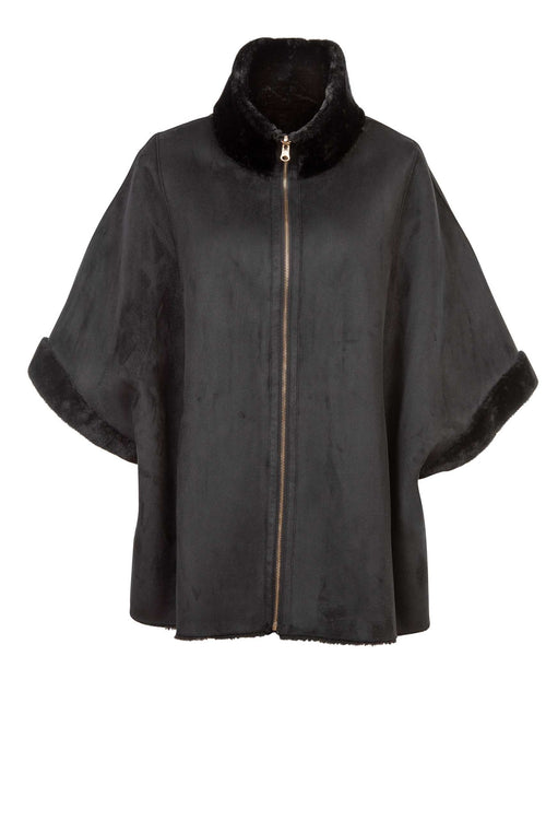 Petite M. Cape zum Wenden in Lammfell Imitat Schwarz Cyber Monday