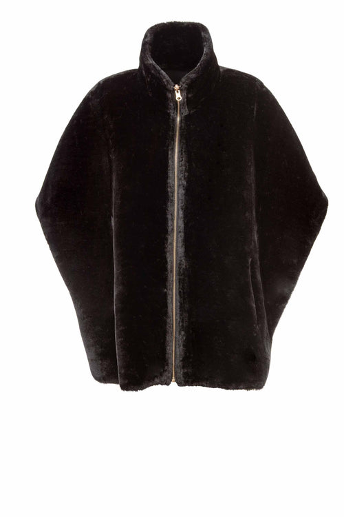 Petite M. Cape zum Wenden in Lammfell Imitat Schwarz Cyber Monday