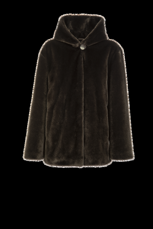 Petite M. Kunstfell Jacke in Dunkel-Oliv Muttertagsangebot