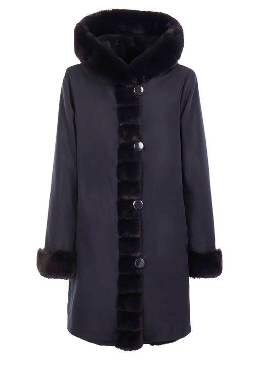 Petite M. Kunstpelz Jacke reversible in Dunkelblau Valentinstagsangebot