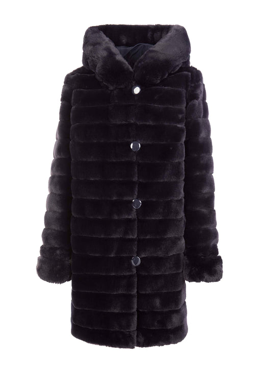 Petite M. Kunstpelz Jacke reversible in Dunkelblau Valentinstagsangebot