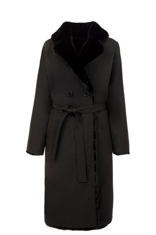 Petite M. Kunstfell Trenchcoat in Schwarz Neueste Mode