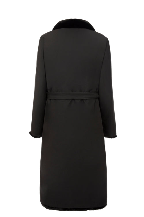 Petite M. Kunstfell Trenchcoat in Schwarz Neueste Mode
