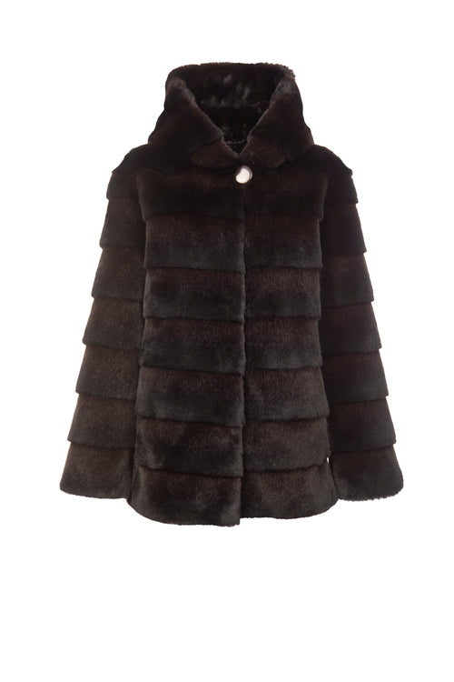 Petite M. Kunstpelz Jacke mit Kapuze in der Farbe braun-schwarz Riesige Ersparnisse