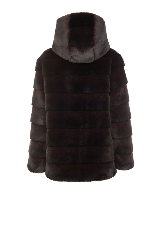 Petite M. Kunstpelz Jacke mit Kapuze in der Farbe braun-schwarz Riesige Ersparnisse