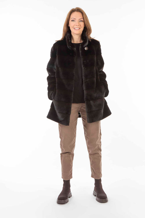 Petite M. Kunstfell Jacke Nerzoptik Schwarzbraun Wochenangebot