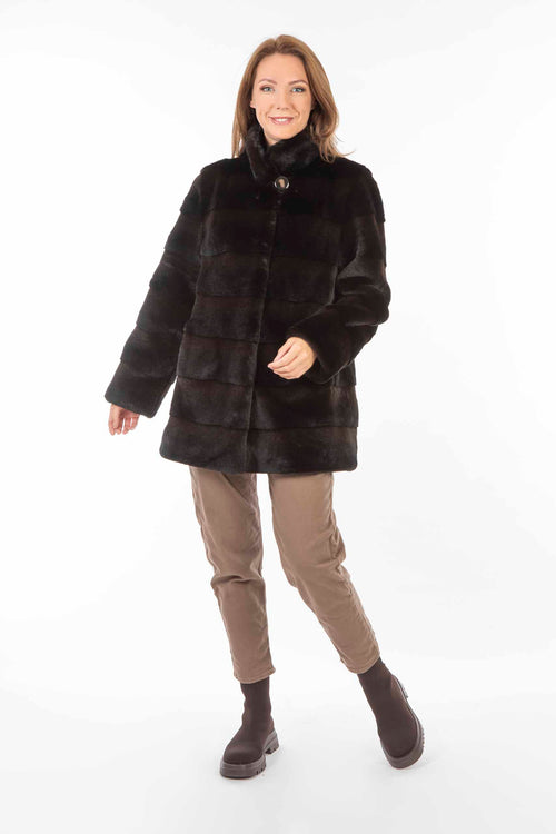 Petite M. Kunstfell Jacke Nerzoptik Schwarzbraun Wochenangebot