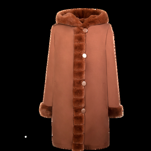 Petite M. Wendemantel mit Kapuze in Kunstfell und Microfaser, Farbe Cognac Super Rabatt