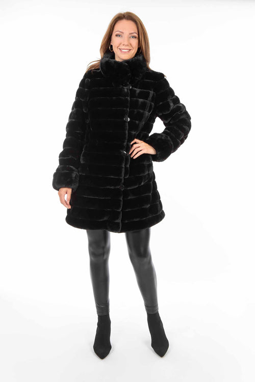 Petite M. Kunstpelz Jacke zum Wenden Schwarz Begrenzt auf 3 Tage
