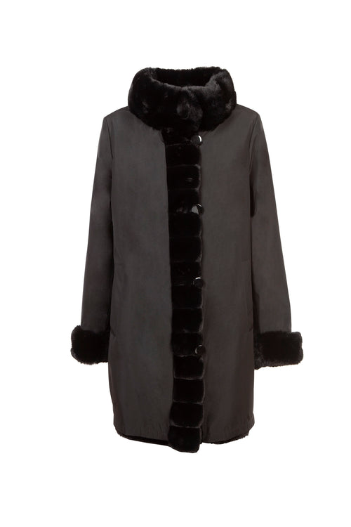 Petite M. Kunstpelz Jacke zum Wenden Schwarz Begrenzt auf 3 Tage