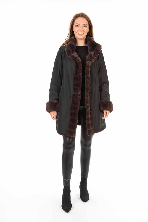 Petite M. Kunstpelz Jacke zum Wenden Schwarz - Braun Günstig kaufen