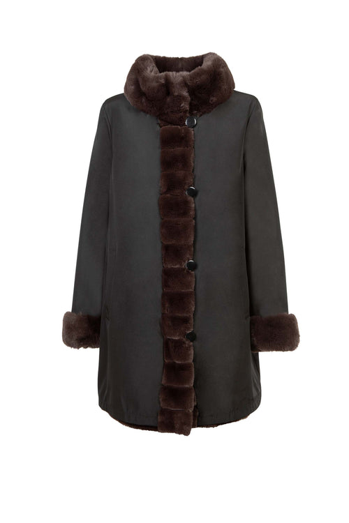 Petite M. Kunstpelz Jacke zum Wenden Schwarz - Braun Günstig kaufen