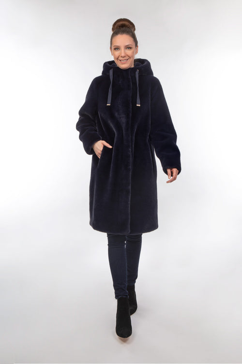 Petite M. Kunstpelz Parka Dunkelblau Flash Sale
