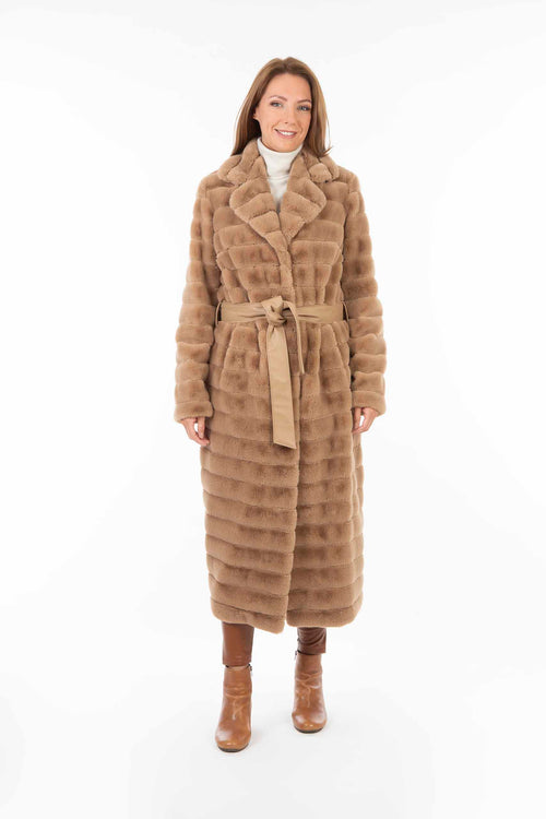 Petite M. Langer Kunstpelz Mantel Camel Cyber Monday