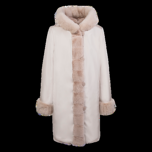 Petite M. Wendemantel mit Kapuze in Kunstfell und Microfaser, Farbe Creme Online Outlet