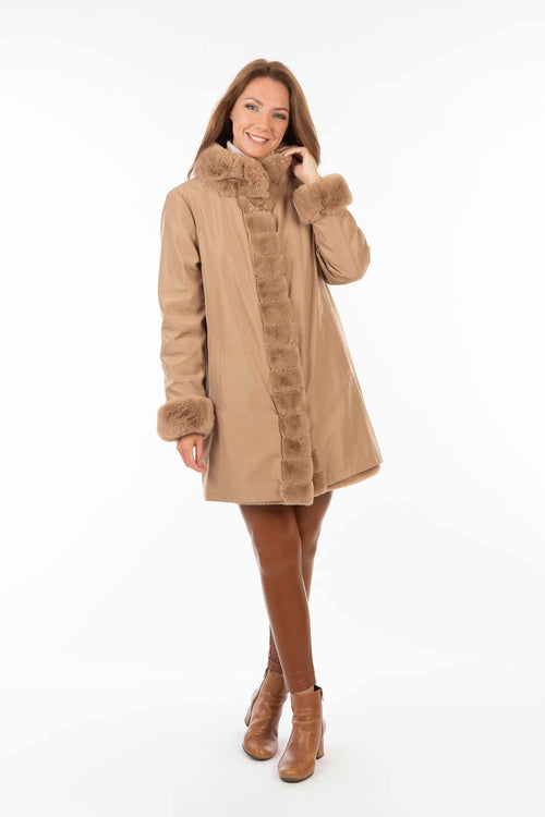 Petite M. Kunstpelz Jacke zum Wenden Camel Letzter Tag