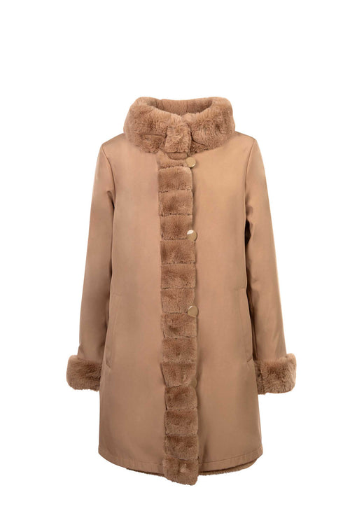 Petite M. Kunstpelz Jacke zum Wenden Camel Letzter Tag