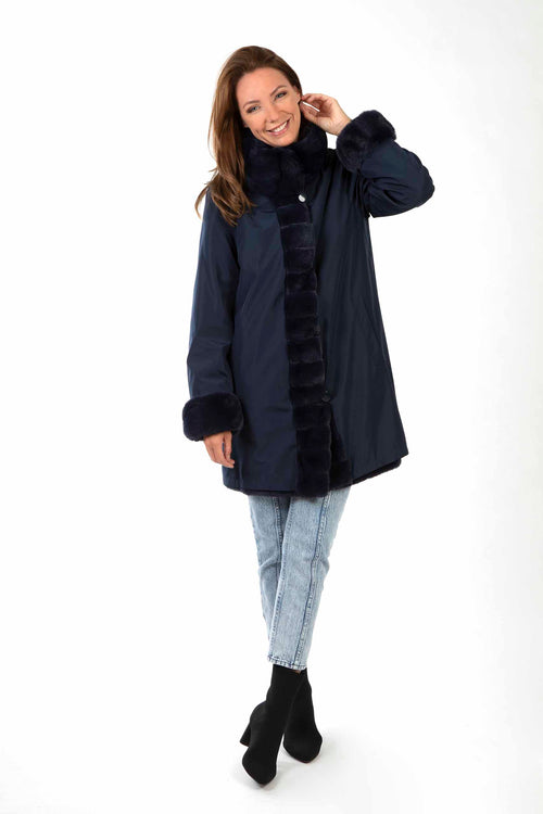 Petite M. Kunstpelz Jacke zum Wenden Blau Bis zu 50% Rabatt