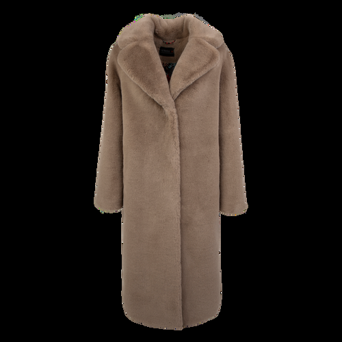 Petite M. Langer Kunstpelz Mantel in Sandfarbe Beige Angebote