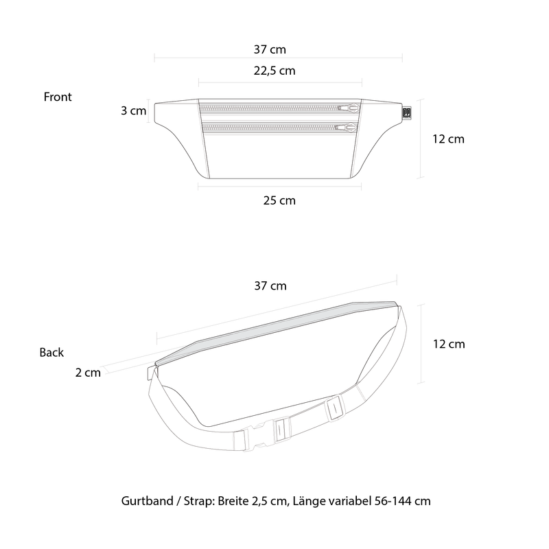 PP Berlin Bauchtasche flach, Ripstop Stoff, Damen Herren Unisex Sonderangebot der Fabrik