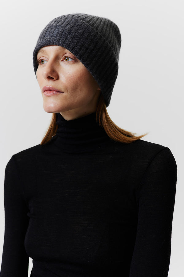 ﻿Prinz Berlin Kaschmir Beanie Rib Knit Graphit Black Friday