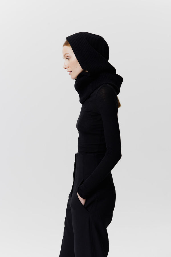 Prinz Berlin Kaschmir Hood Rib Knit Schwarz Cyber Monday
