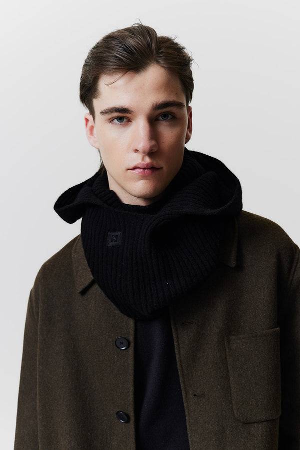 Prinz Berlin Kaschmir Hood Rib Knit Schwarz Cyber Monday