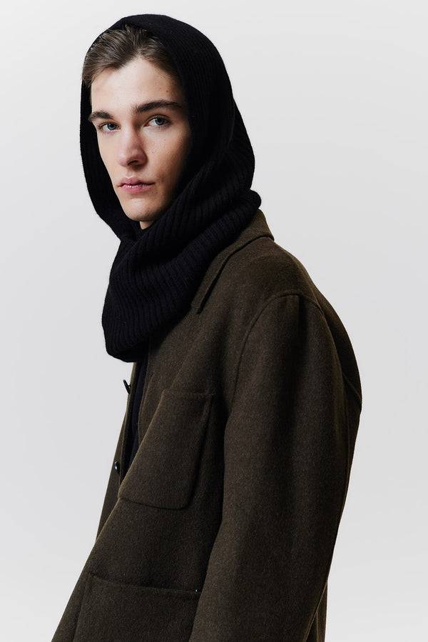 Prinz Berlin Kaschmir Hood Rib Knit Schwarz Cyber Monday