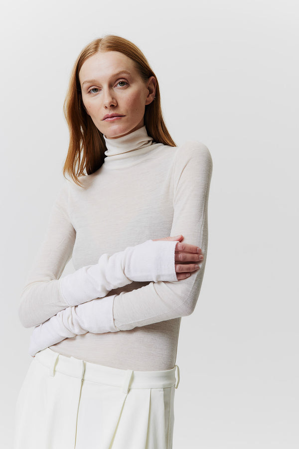 Prinz Berlin Kaschmir Arm Warmers Fine Knit Off-White Valentinstagsangebot
