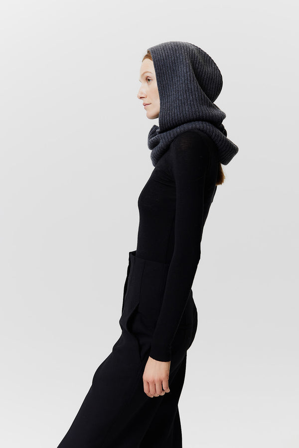 Prinz Berlin Kaschmir Hood Rib Knit Graphit Lagerräumung