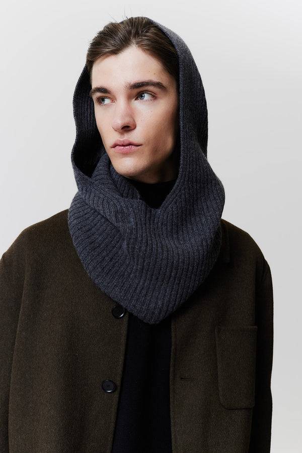 Prinz Berlin Kaschmir Hood Rib Knit Graphit Lagerräumung