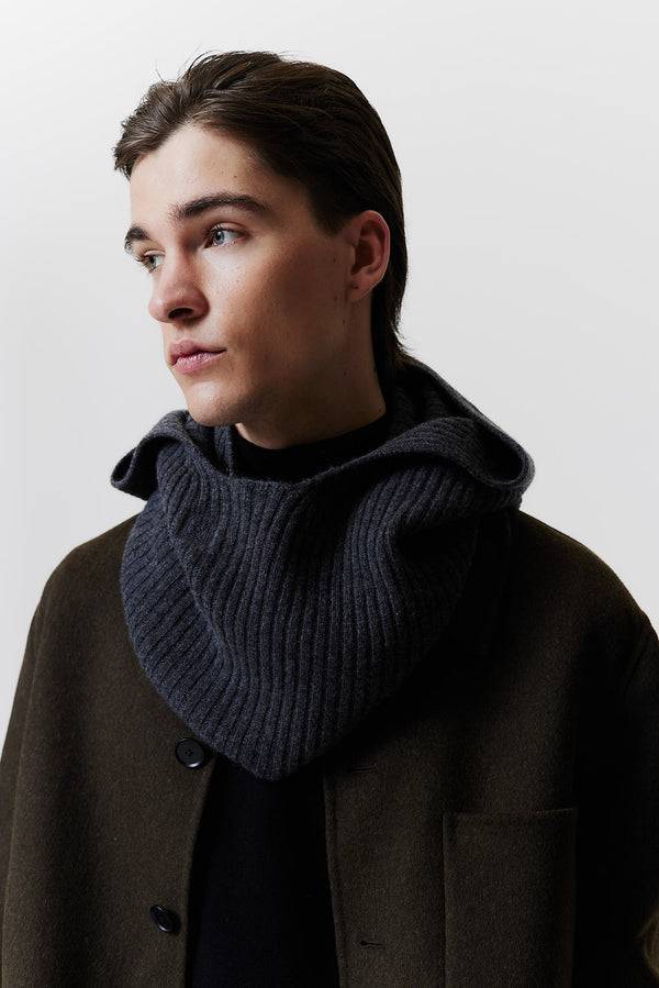 Prinz Berlin Kaschmir Hood Rib Knit Graphit Lagerräumung