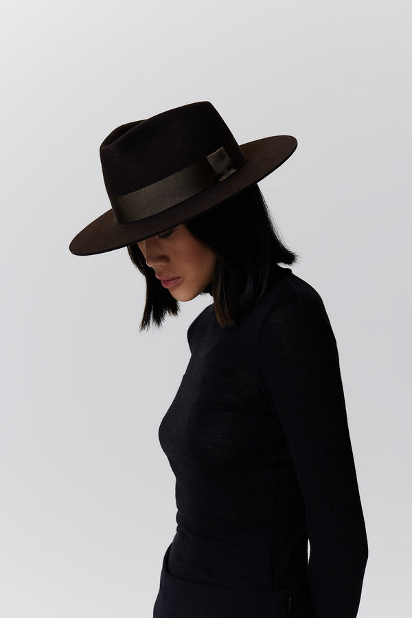 Prinz Berlin Merino Fedora Hut Short Brim Chocolate Bestseller