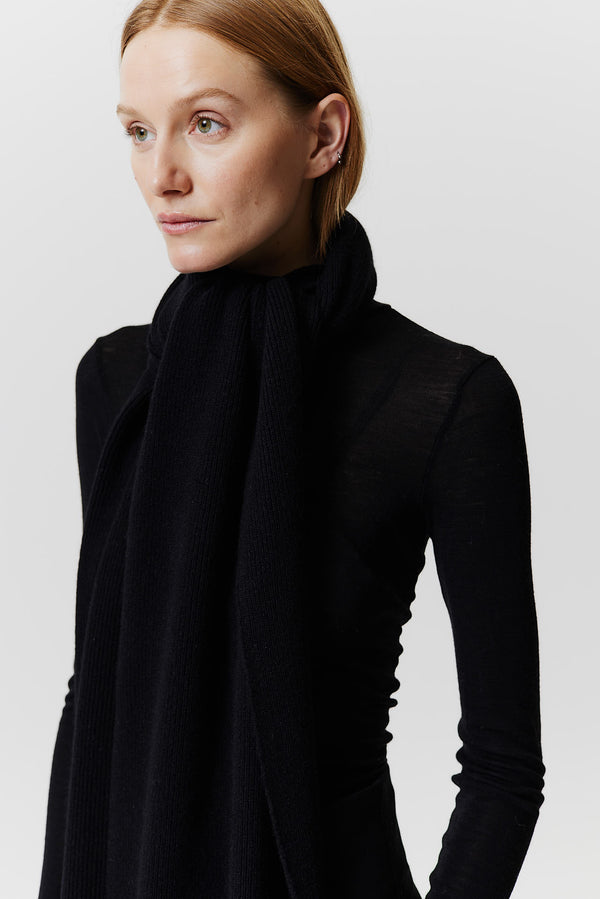 Prinz Berlin Kaschmir Schal Classic Knit Schwarz Räumungsverkauf