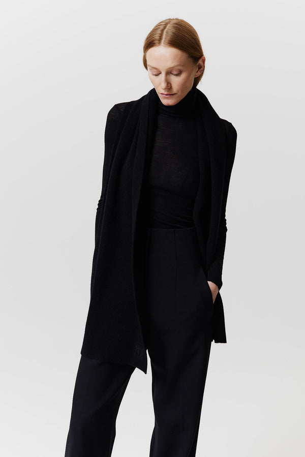 Prinz Berlin Kaschmir Schal Classic Knit Schwarz Räumungsverkauf
