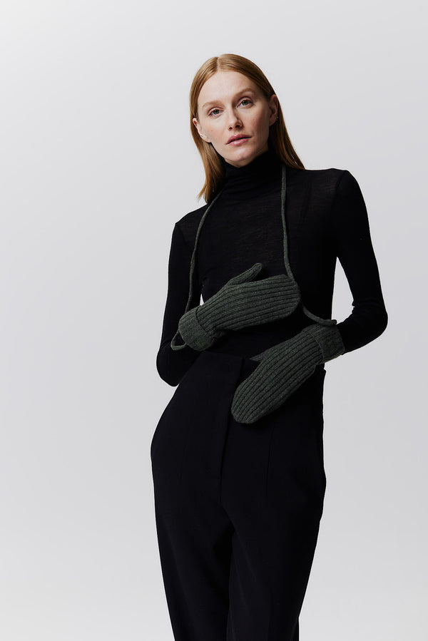 Prinz Berlin Kaschmir Mittens Rib Knit Grün Tägliche Deals