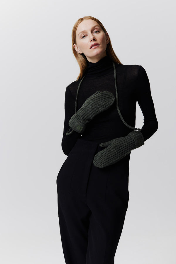 Prinz Berlin Kaschmir Mittens Rib Knit Grün Tägliche Deals