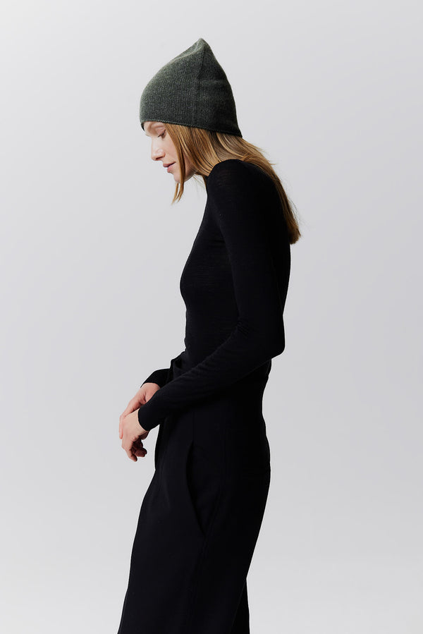 Prinz Berlin Kaschmir Beanie Fine Knit Grün VIP-Rabatte