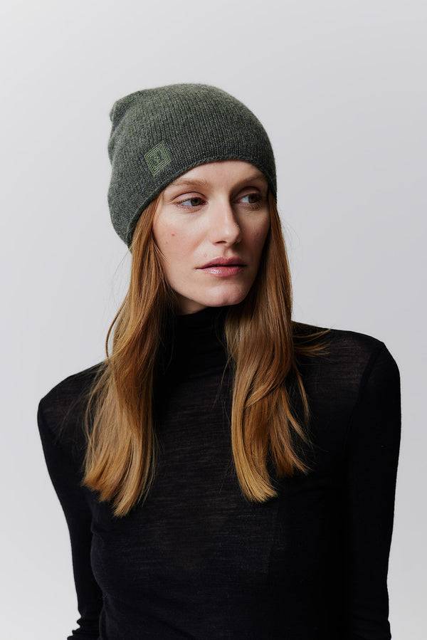 Prinz Berlin Kaschmir Beanie Fine Knit Grün VIP-Rabatte