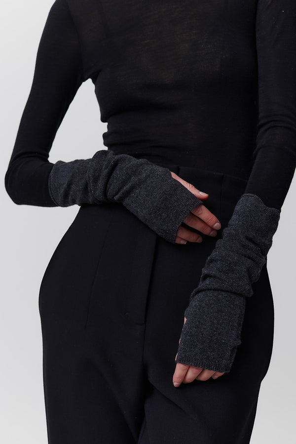 Prinz Berlin Kaschmir Arm Warmers Fine Knit Graphit Tiefpreis