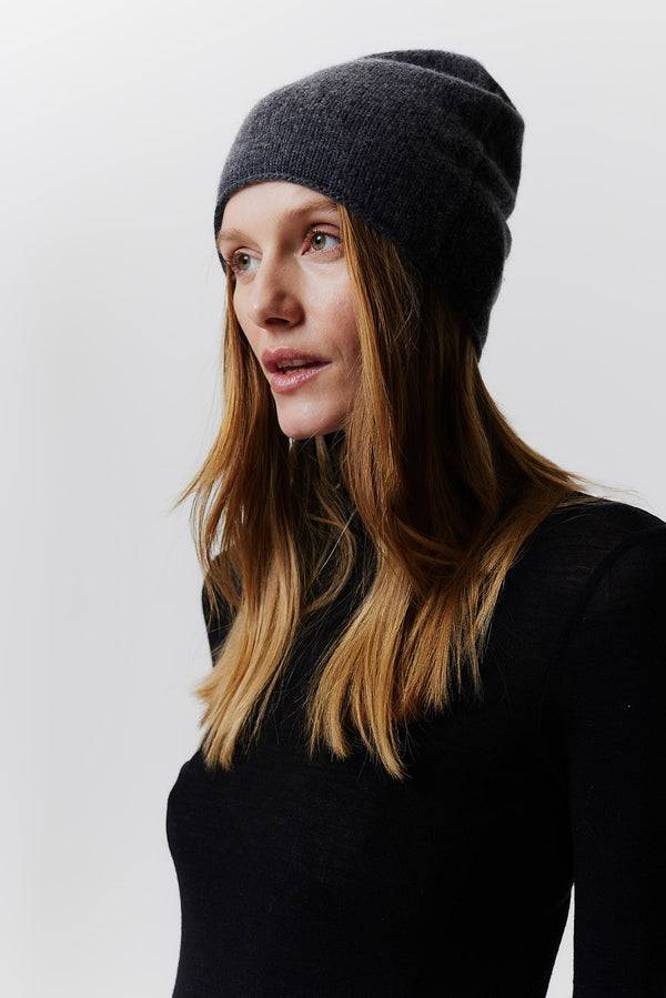 Prinz Berlin Kaschmir Beanie Fine Knit Graphit Super Sparpreis