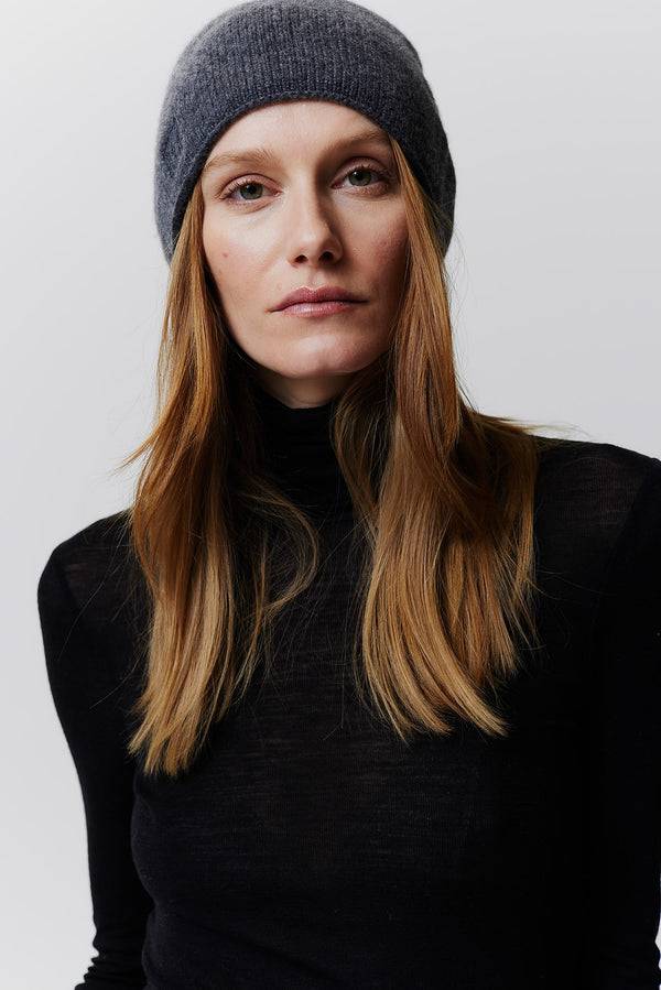 Prinz Berlin Kaschmir Beanie Fine Knit Graphit Super Sparpreis