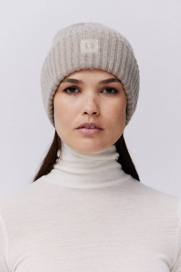 Prinz Berlin Kaschmir Beanie Rib Knit Beige Nur für heute
