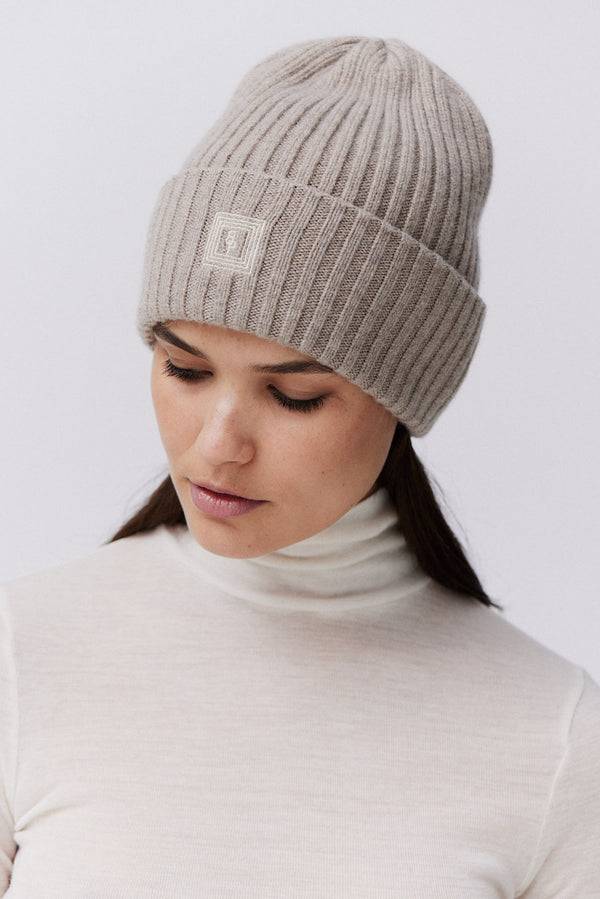 Prinz Berlin Kaschmir Beanie Rib Knit Beige Nur für heute
