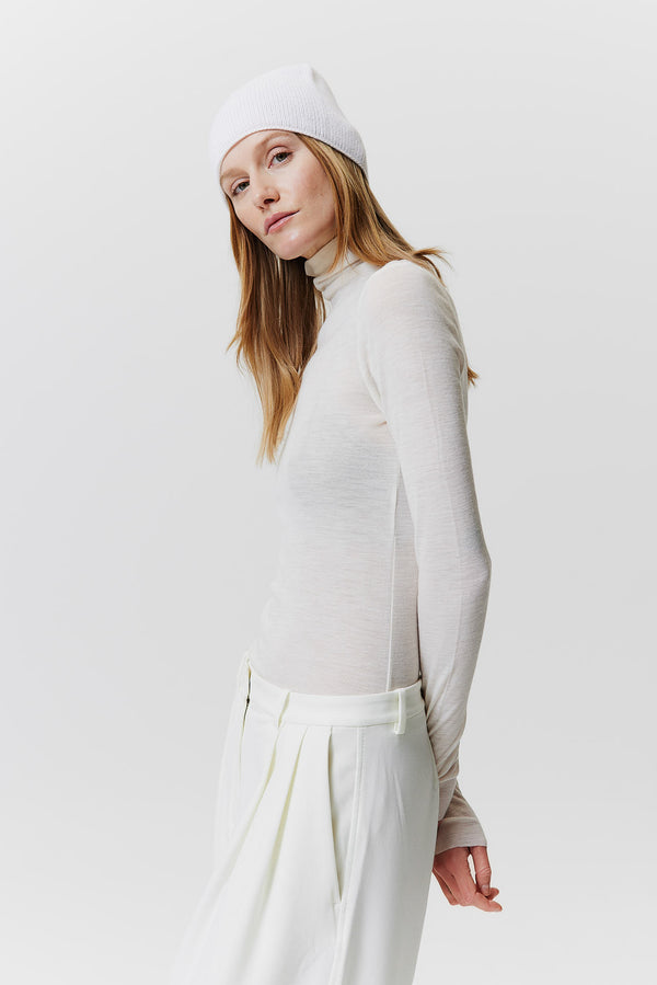 Prinz Berlin Kaschmir Beanie Fine Knit Off-White Super Rabatt