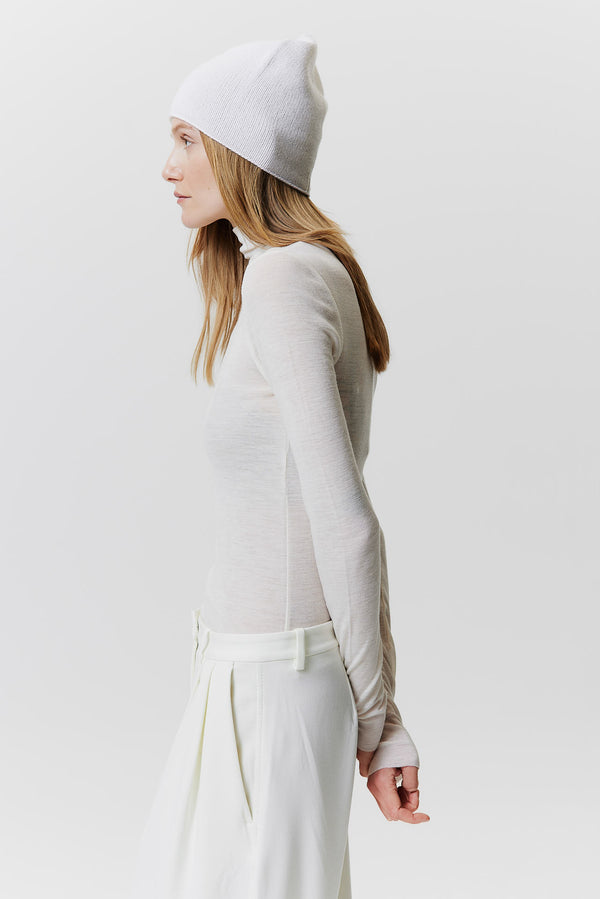 Prinz Berlin Kaschmir Beanie Fine Knit Off-White Super Rabatt