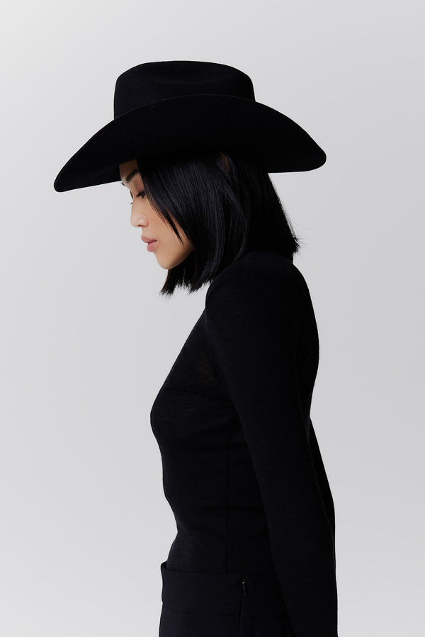 Prinz Berlin Merino Cowboy Hut Lifted Brim Schwarz Clearance-Verkauf
