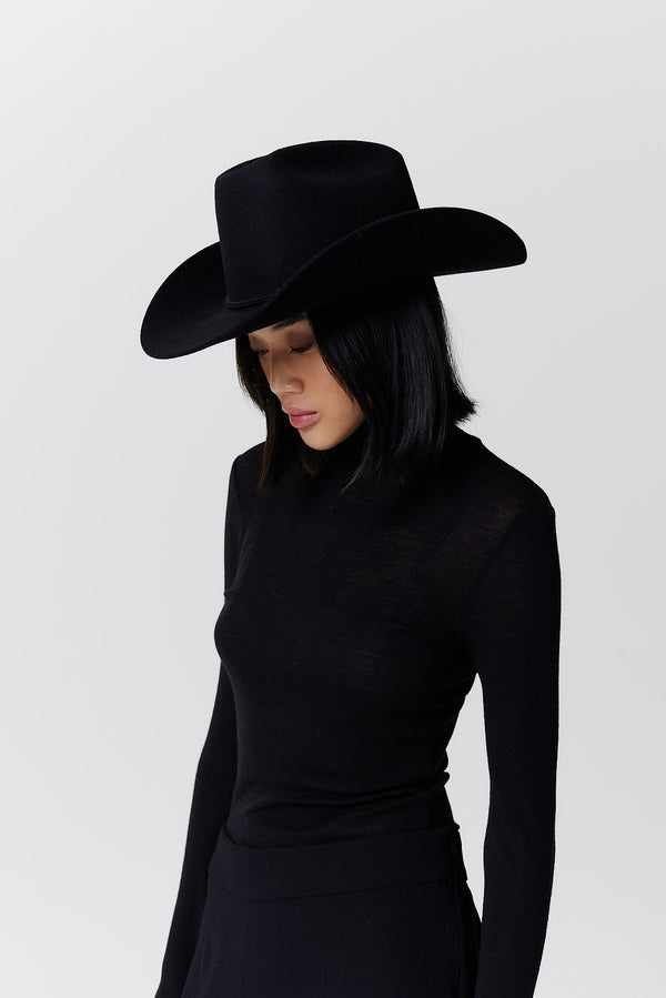 Prinz Berlin Merino Cowboy Hut Lifted Brim Schwarz Clearance-Verkauf