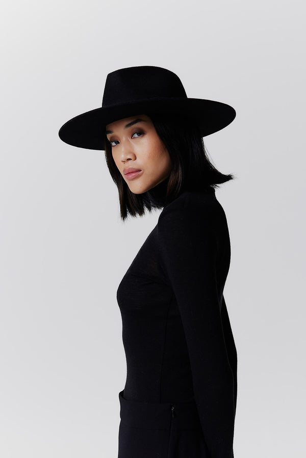 Prinz Berlin Merino Fedora Hut Classic Brim Schwarz Fabrikladen